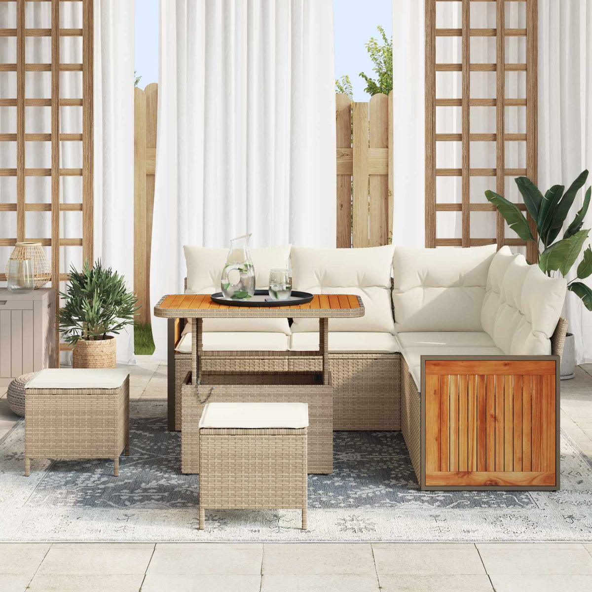 Havesofa Sæt 8 stk. 8-Antal sæder Beige og creme