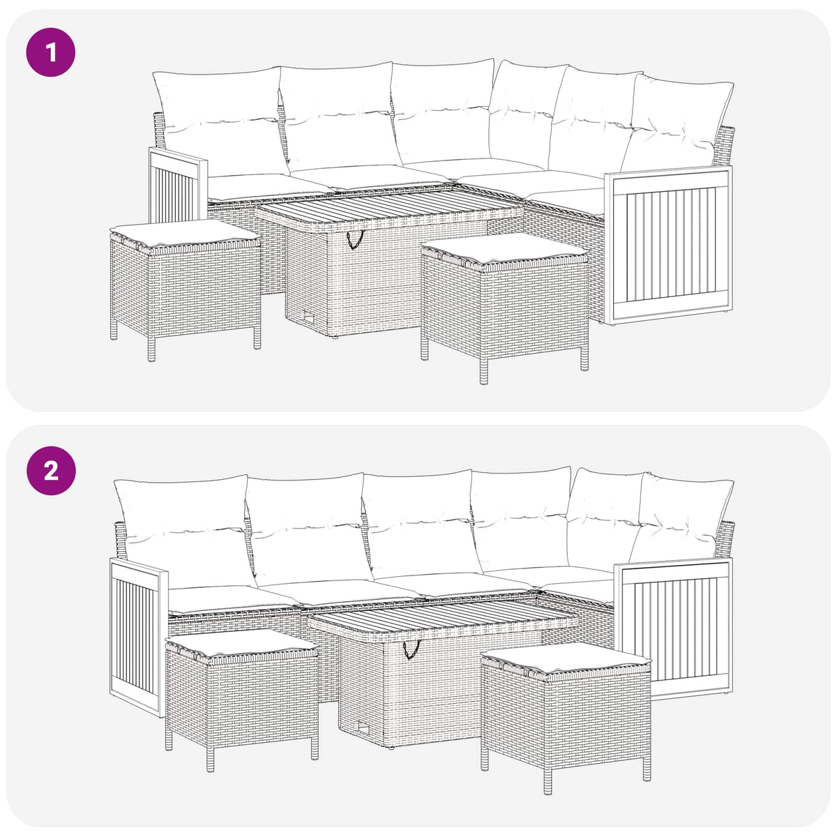 Havesofa Sæt 8 stk. 8-Antal sæder Beige og lys grå