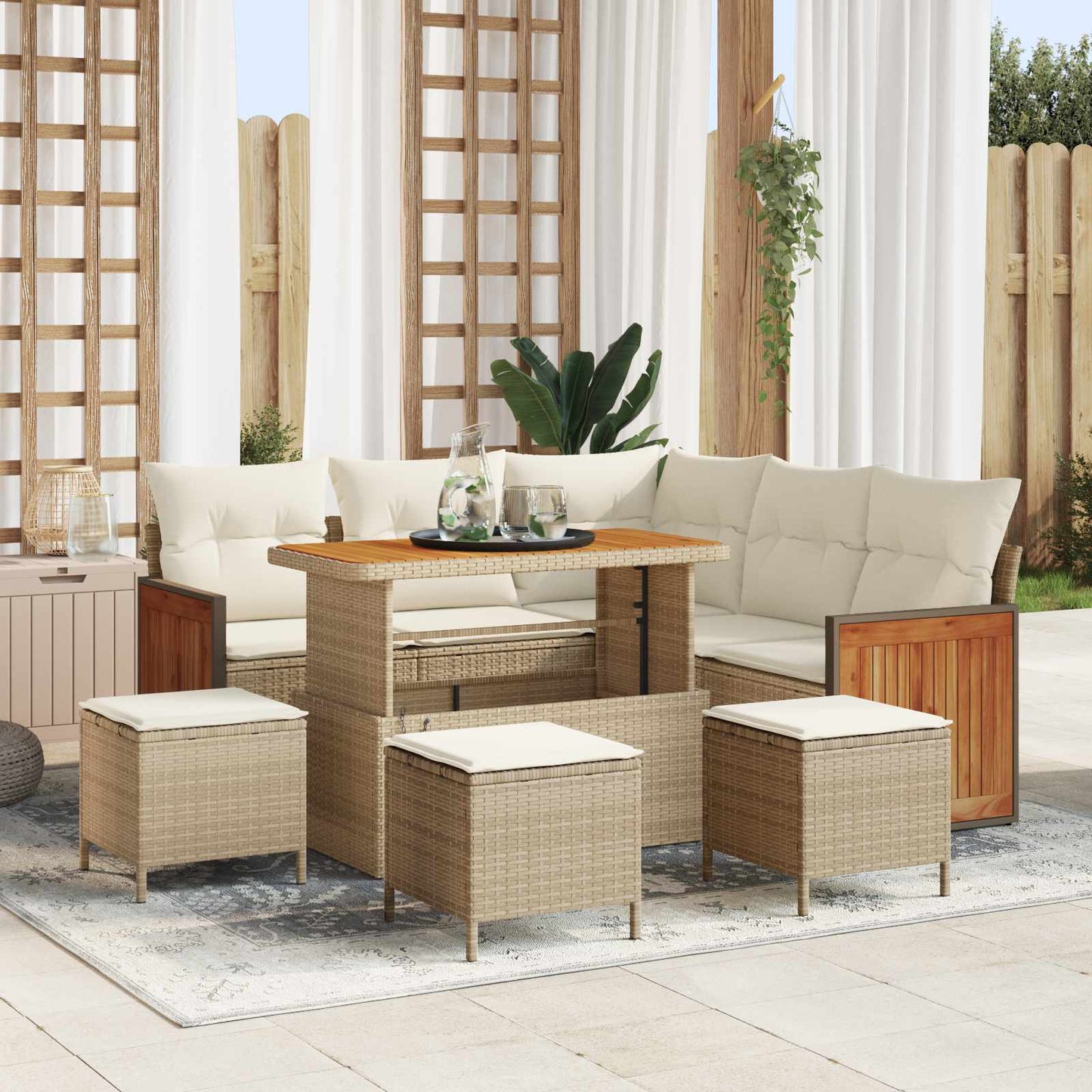 Havesofa Sæt 9 stk. 9-Antal sæder Beige og creme