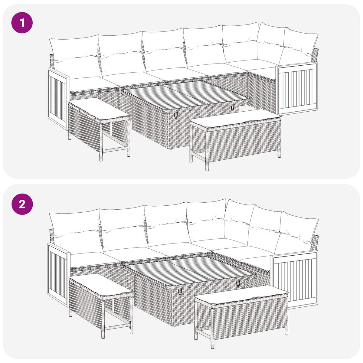 Havesofa Sæt 9 stk. 9-Antal sæder Beige og lys grå