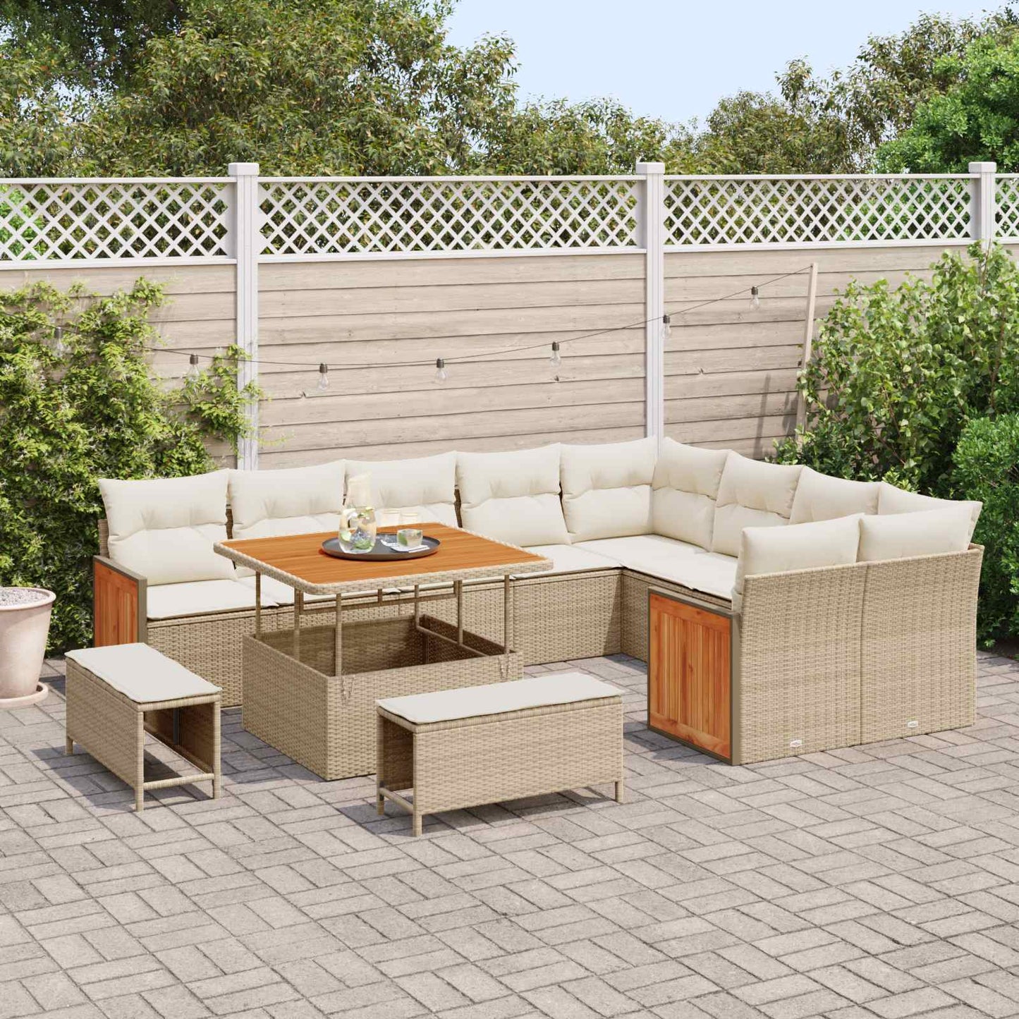 Havesofa Sæt 12 stk. 12-Antal sæder Beige og creme