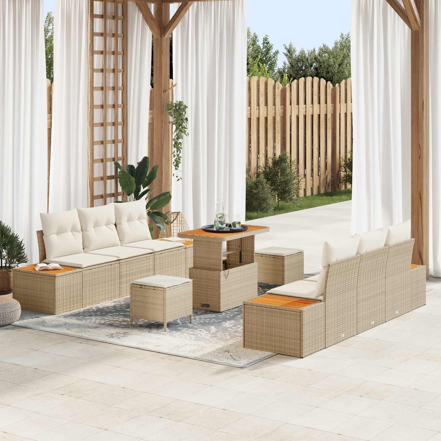 Havesofa Sæt 9 stk. 8-Antal sæder Beige og creme