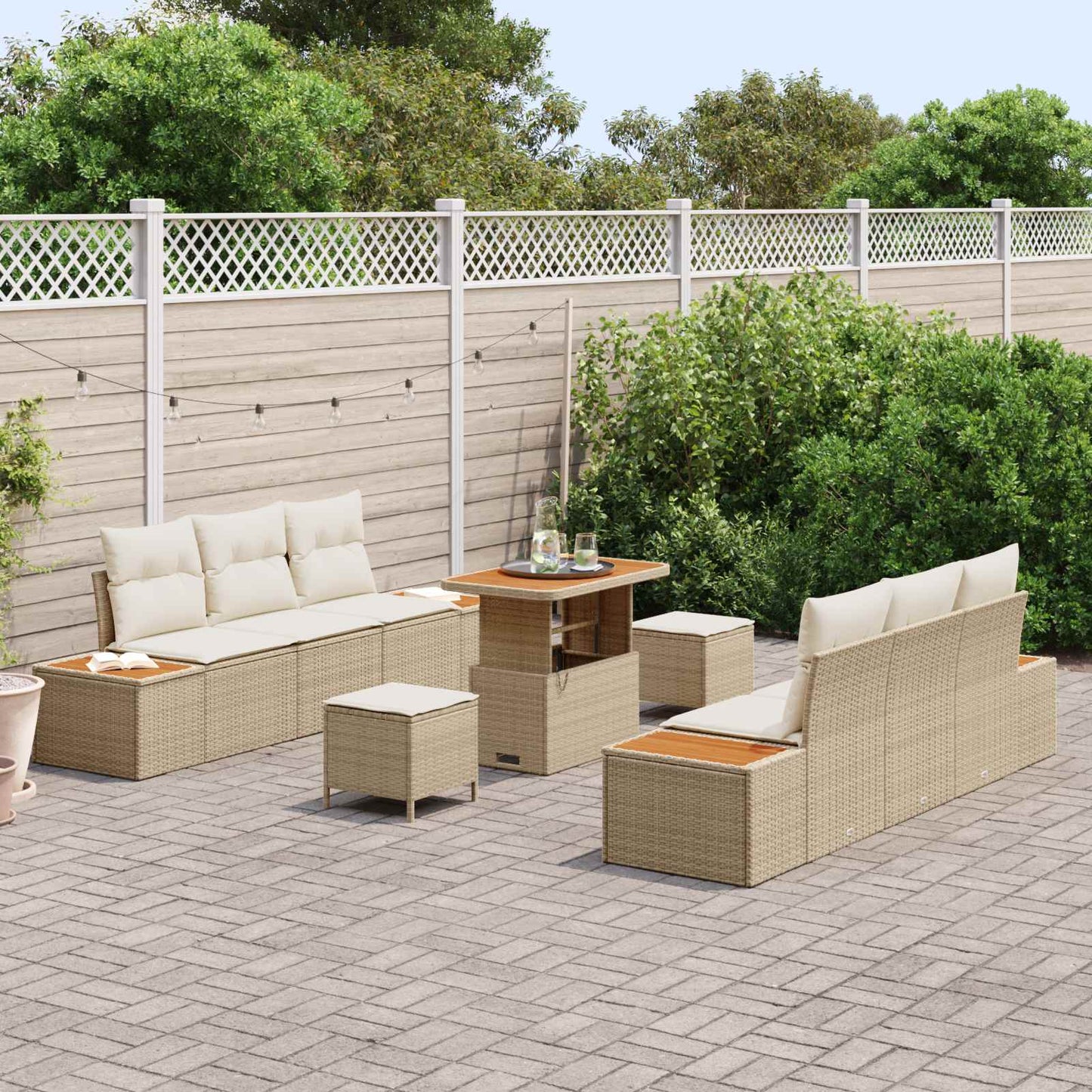 Havesofa Sæt 9 stk. 8-Antal sæder Beige og creme