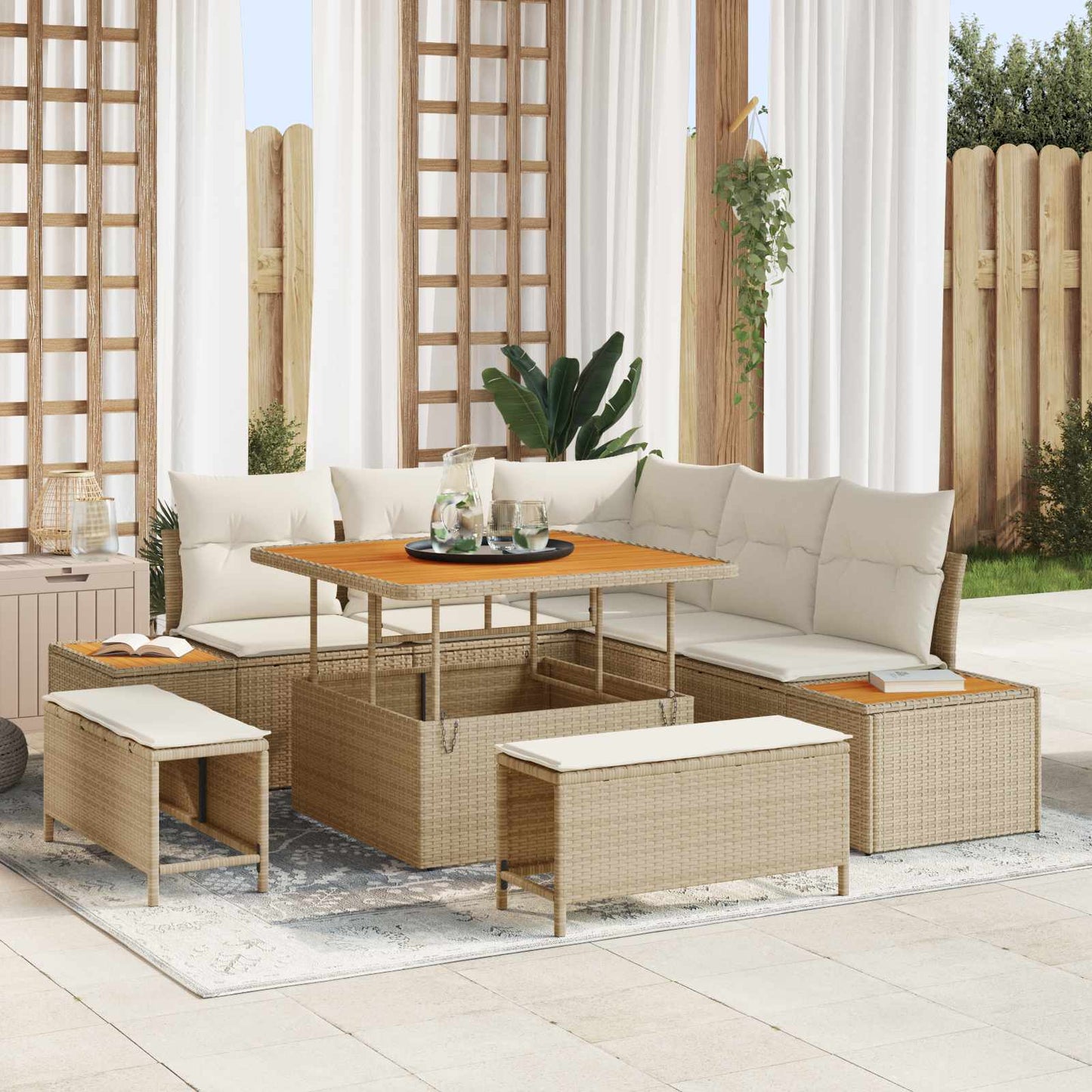 Havesofa Sæt 8 stk. 7-Antal sæder Beige og creme