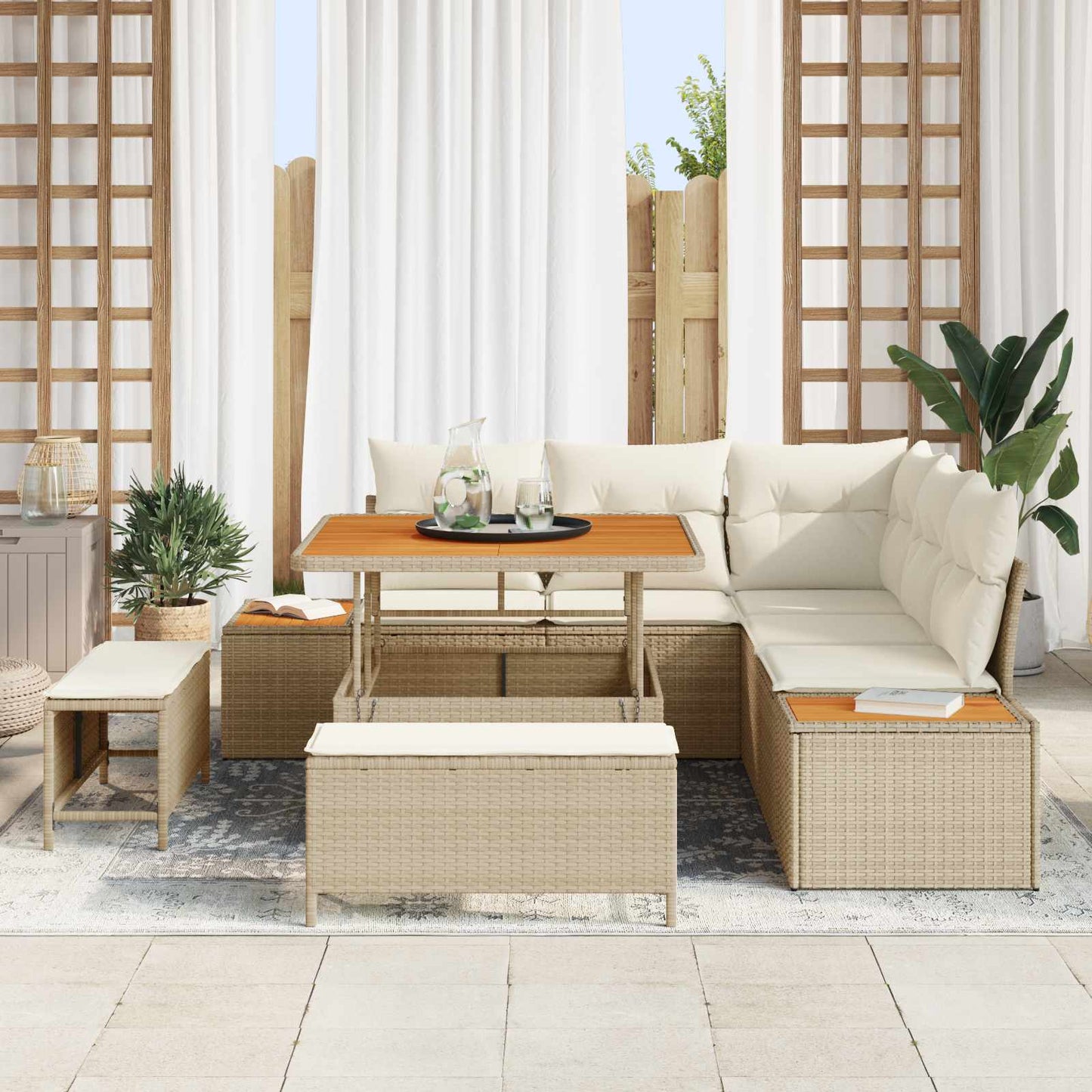 Havesofa Sæt 8 stk. 7-Antal sæder Beige og creme