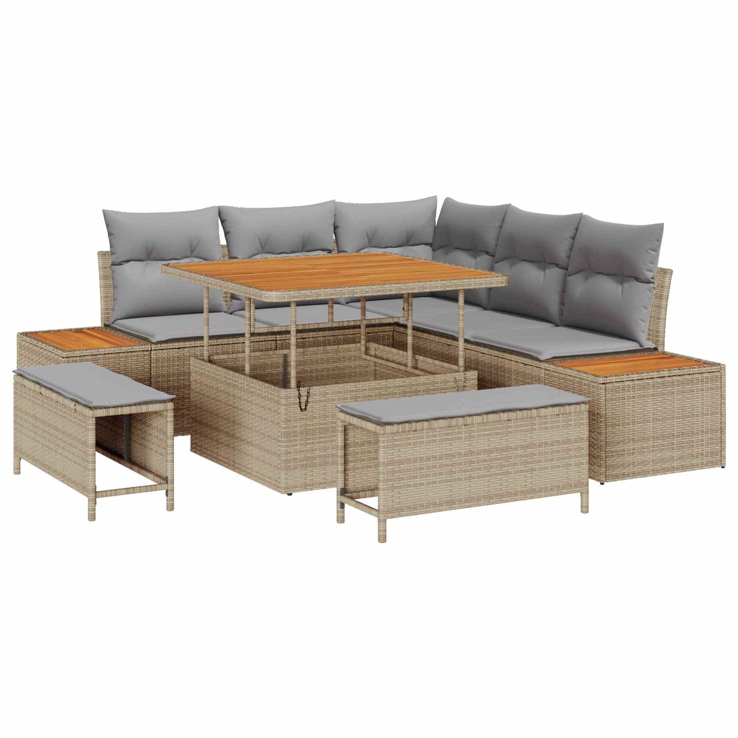 Havesofa Sæt 8 stk. 7-Antal sæder Beige og lys grå
