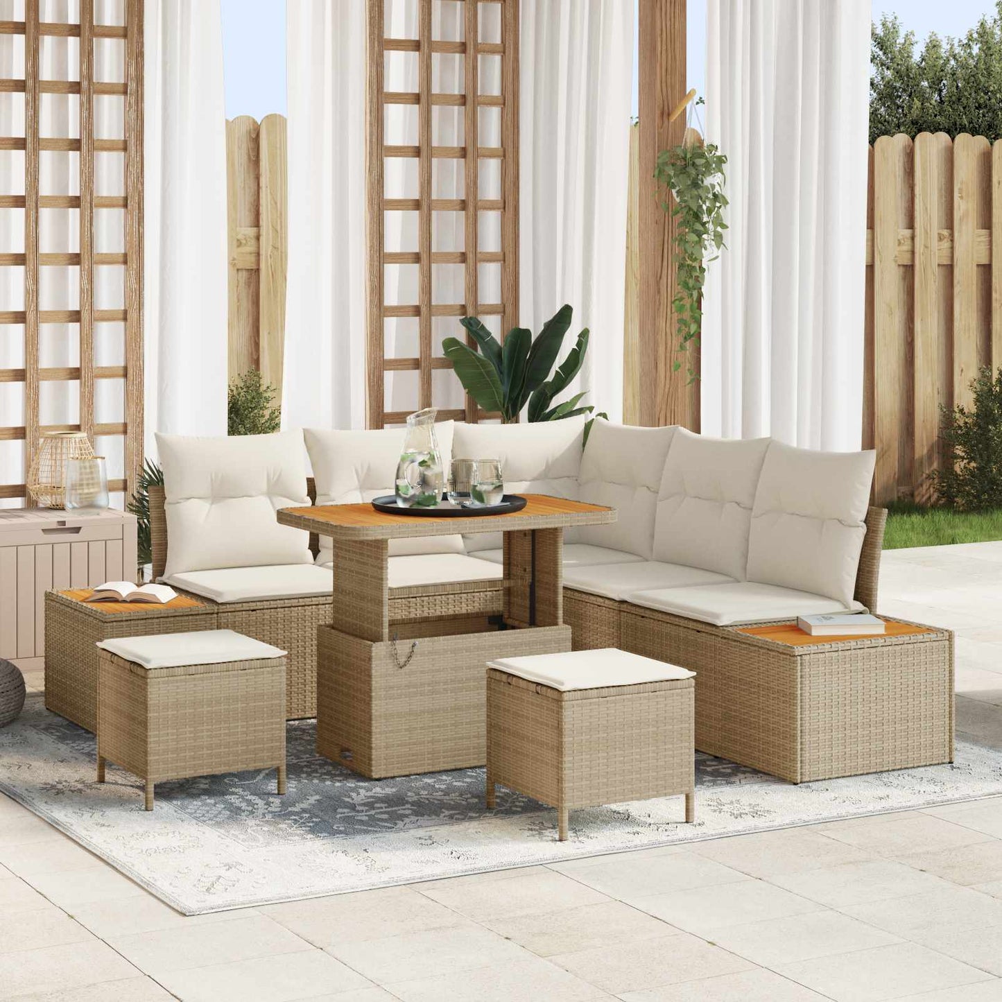 Havesofa Sæt 8 stk. 7-Antal sæder Beige og creme