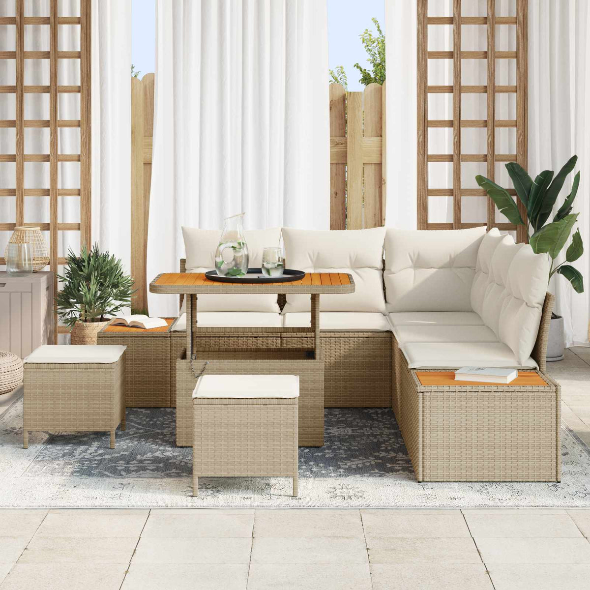 Havesofa Sæt 8 stk. 7-Antal sæder Beige og creme