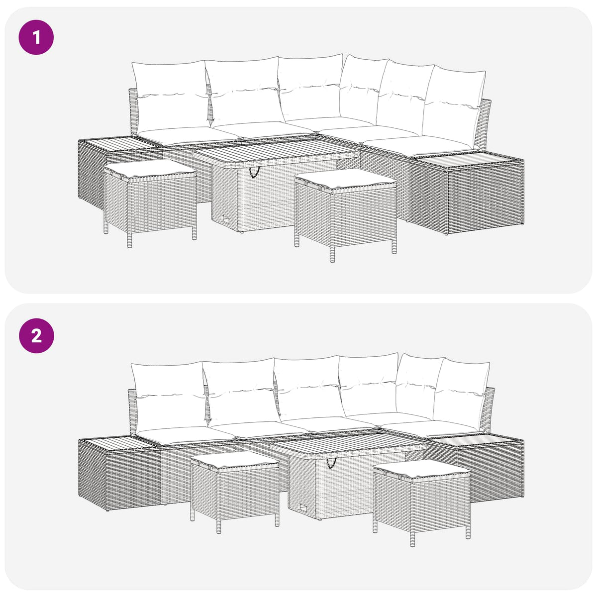 Havesofa Sæt 8 stk. 7-Antal sæder Beige og creme