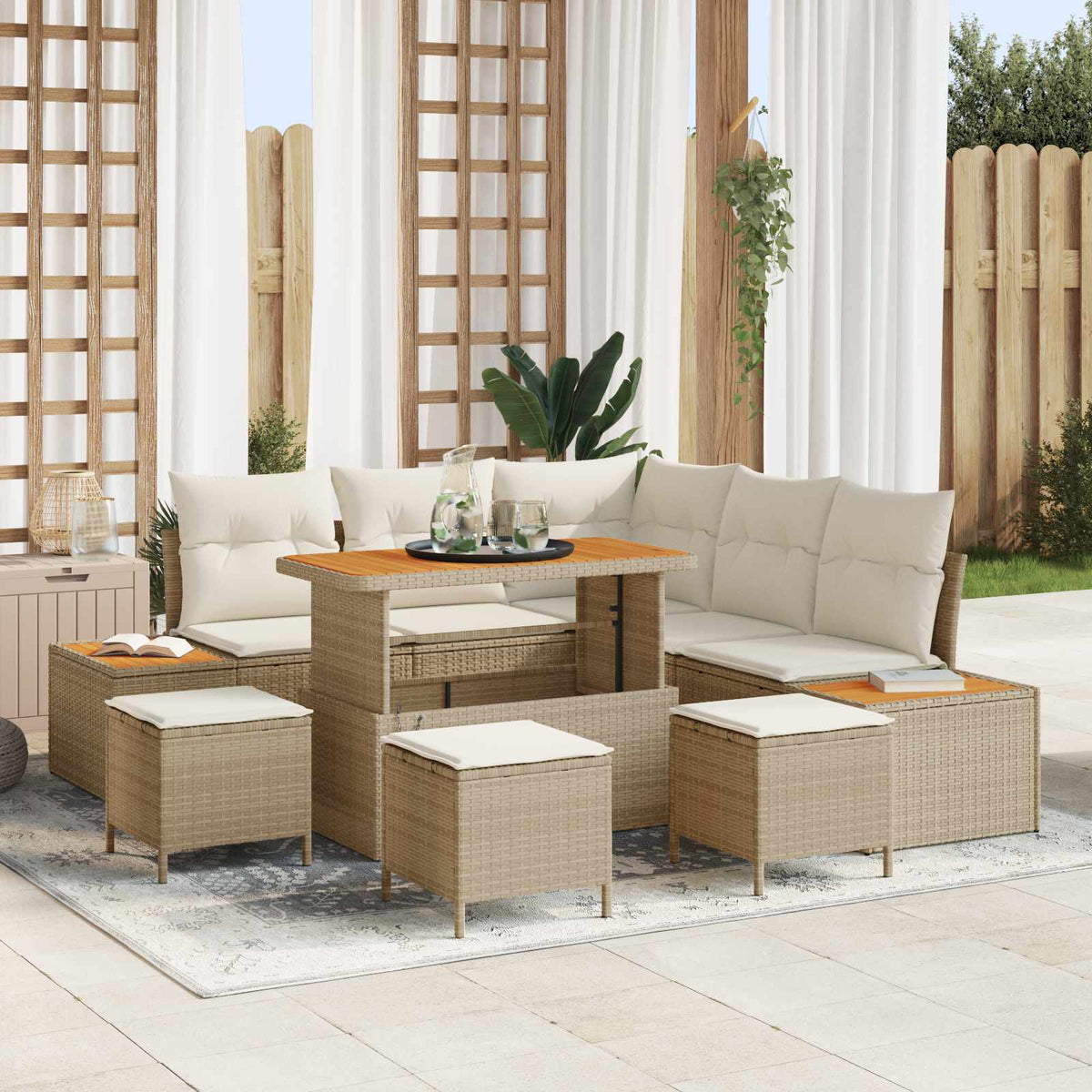 Havesofa Sæt 9 stk. 8-Antal sæder Beige og creme