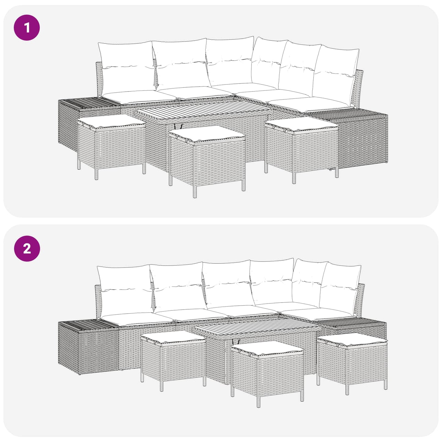 Havesofa Sæt 9 stk. 8-Antal sæder Beige og creme