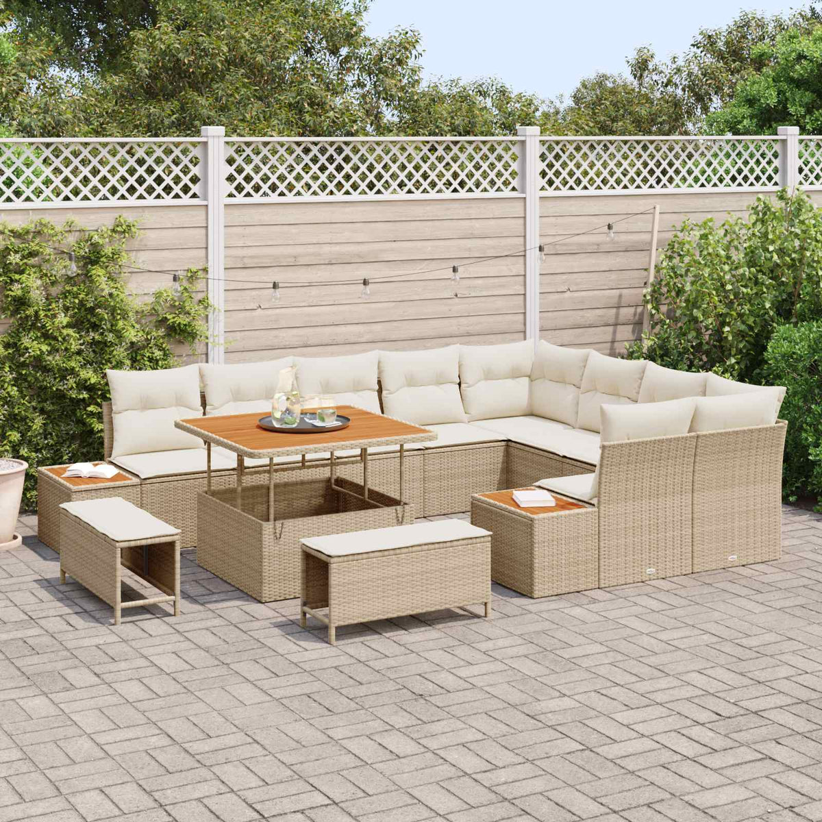 Havesofa Sæt 12 stk. 11-Antal sæder Beige og creme