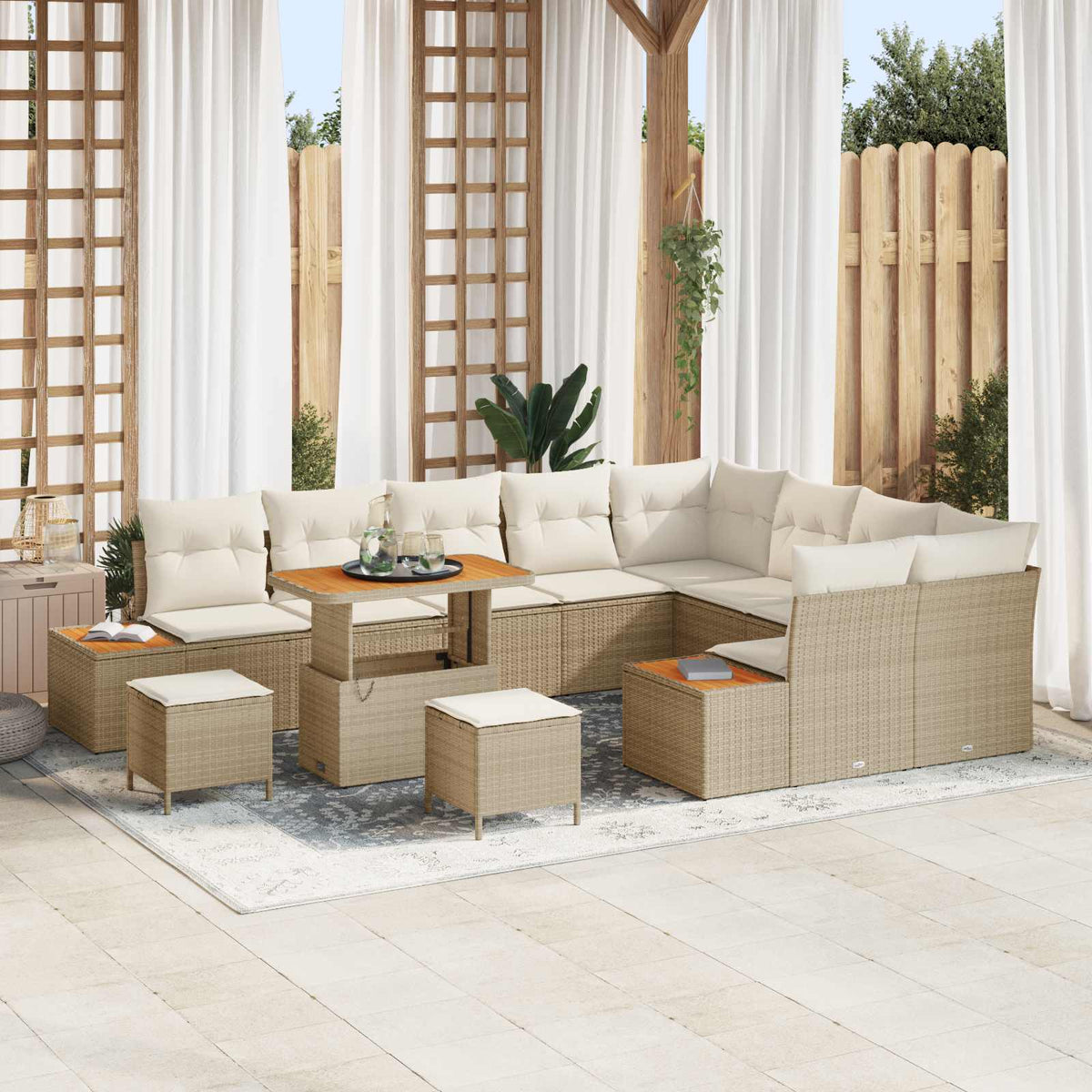 Havesofa Sæt 12 stk. 11-Antal sæder Beige og creme