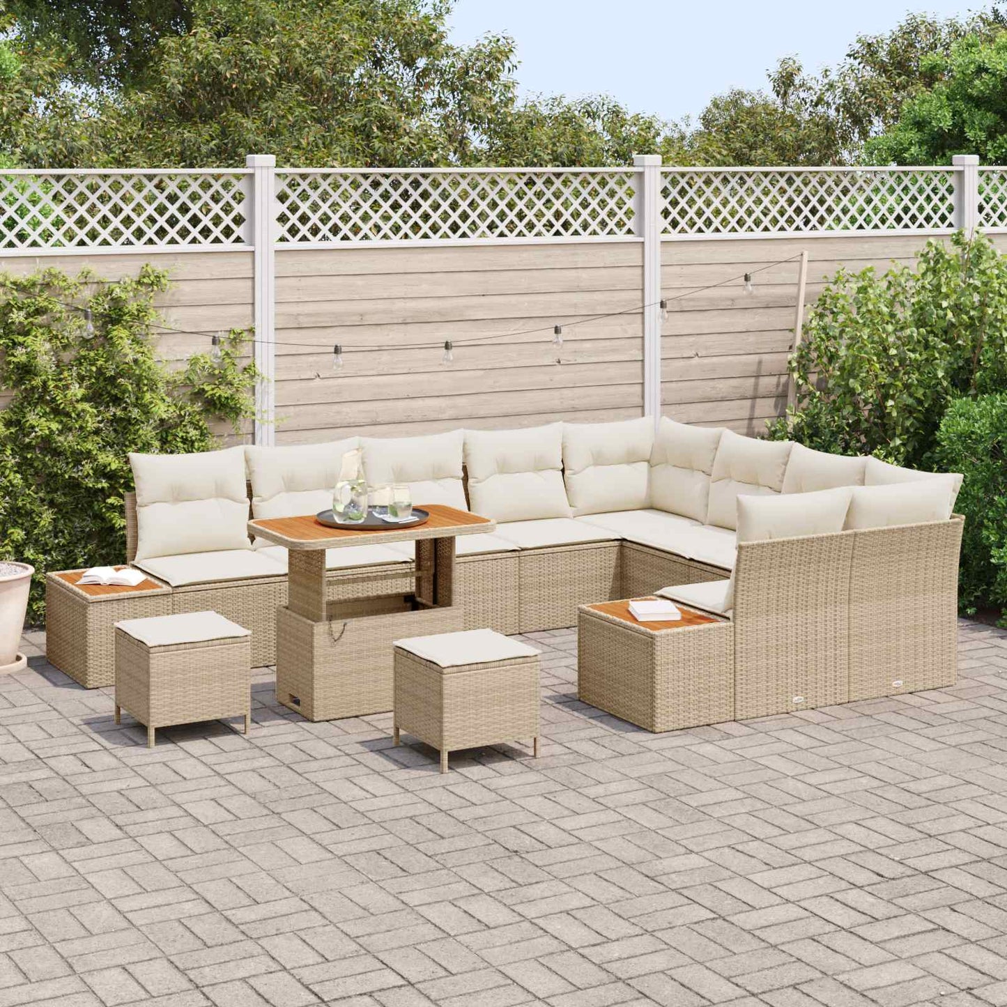 Havesofa Sæt 12 stk. 11-Antal sæder Beige og creme