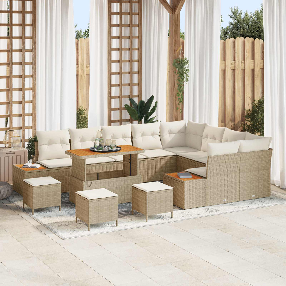 Havesofa Sæt 13 stk. 12-Antal sæder Beige og creme