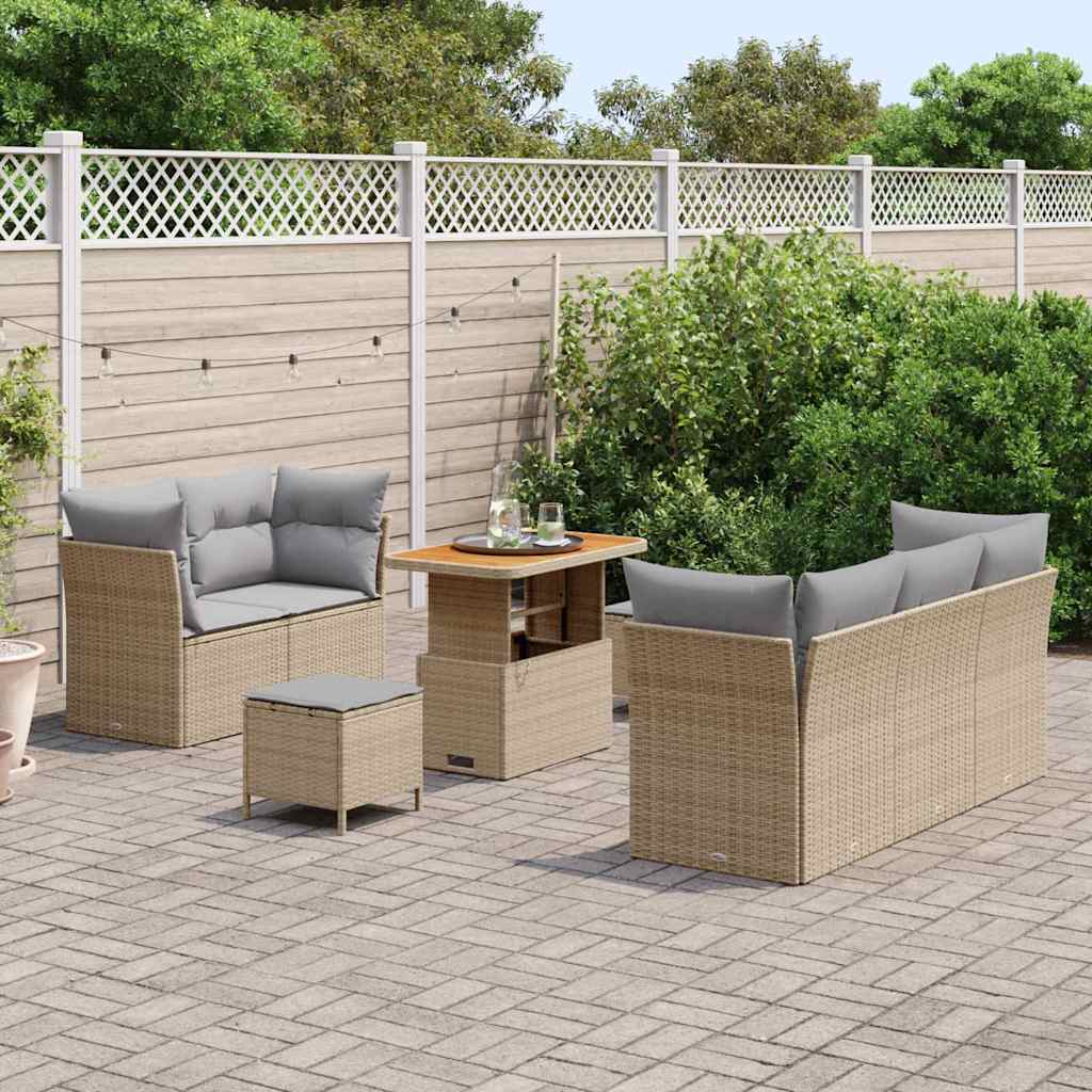 Havesofa Sæt 8 stk. 5-Antal sæder Beige og lys grå polyrattan