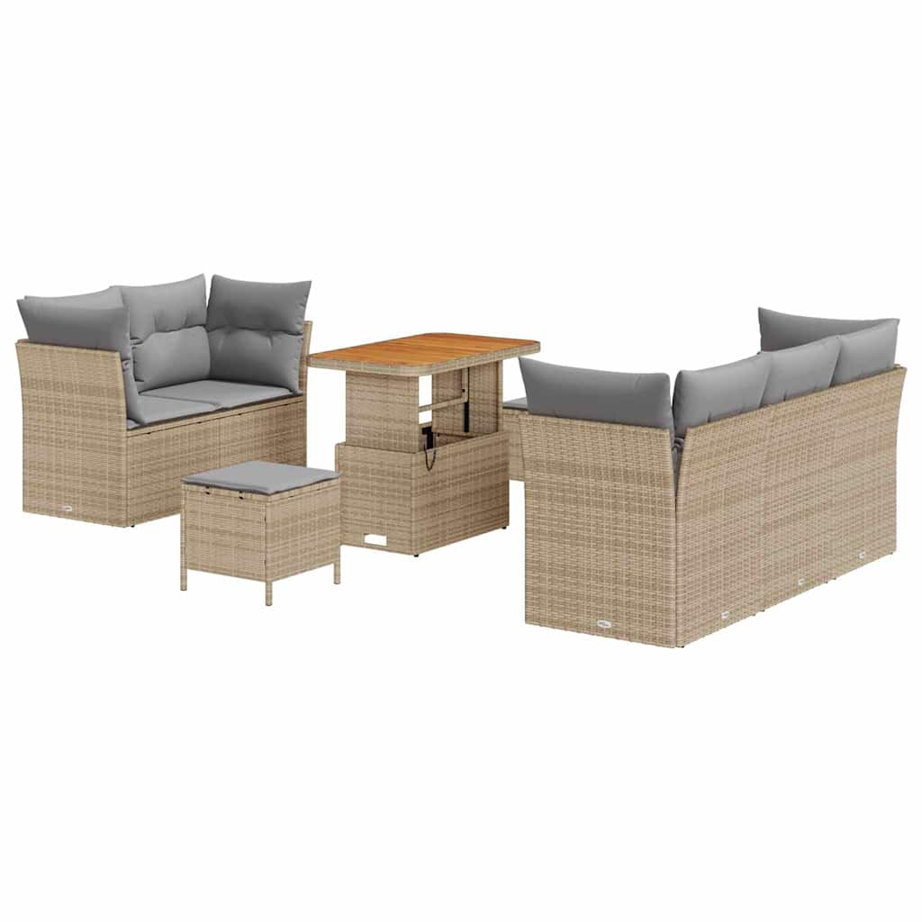 Havesofa Sæt 8 stk. 5-Antal sæder Beige og lys grå polyrattan