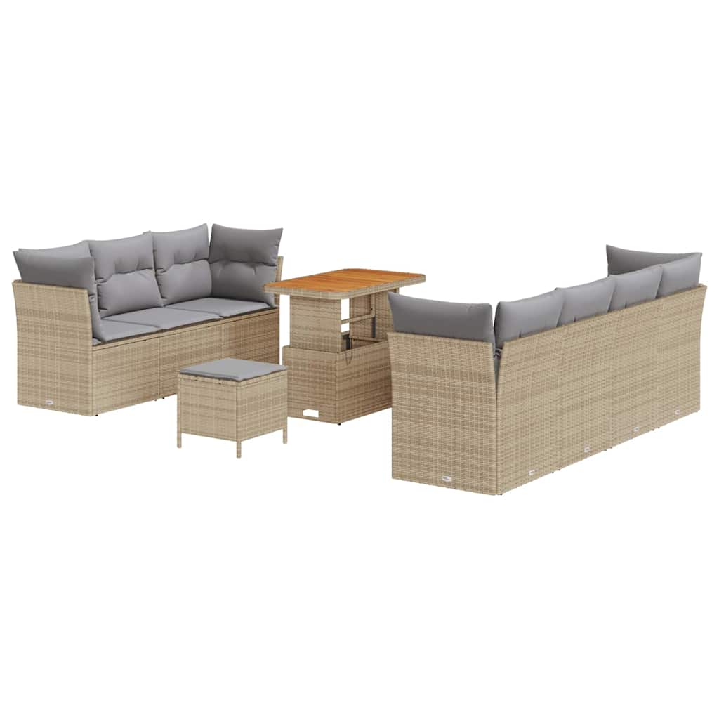 Havesofa Sæt med pude med opbevaring 10 pcs beige og lysegrå