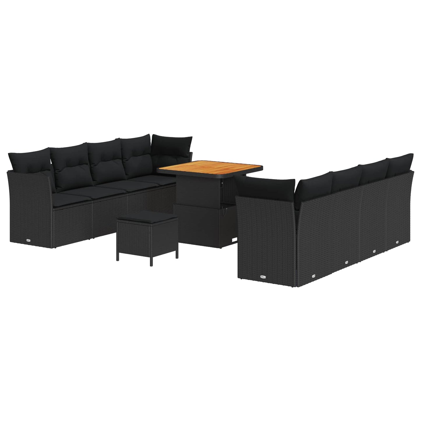 Havesofa Sæt 11 stk. 8-Antal sæder Sort polyrattan