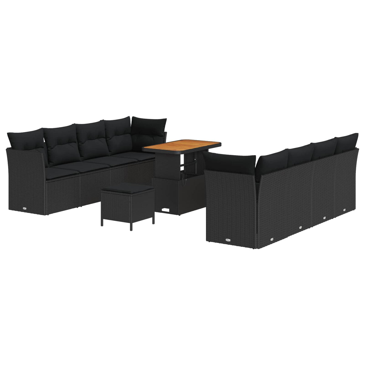 Havesofa Sæt 11 stk. 8-Antal sæder Sort polyrattan