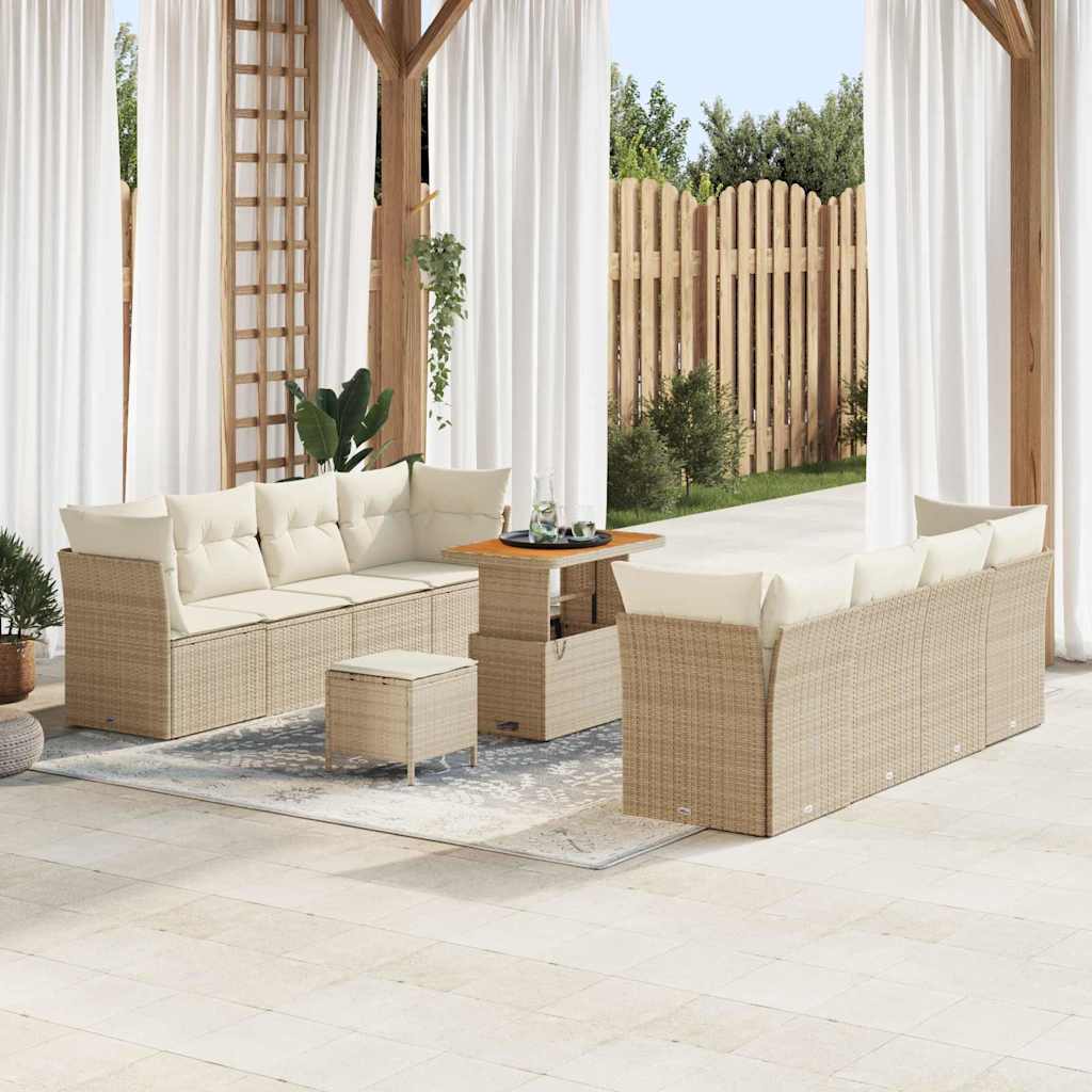 Havesofa Sæt 11 stk. 8-Antal sæder Beige og creme polyrattan