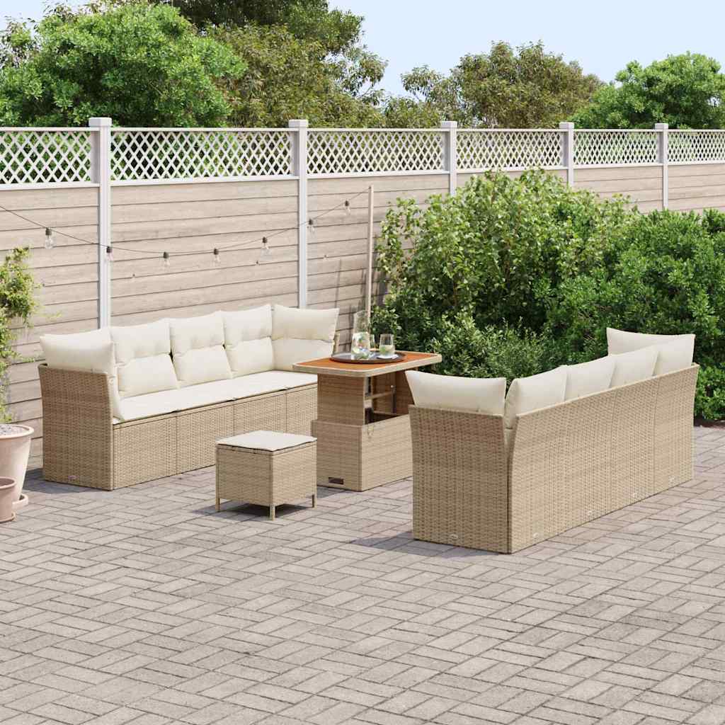 Havesofa Sæt 11 stk. 8-Antal sæder Beige og creme polyrattan