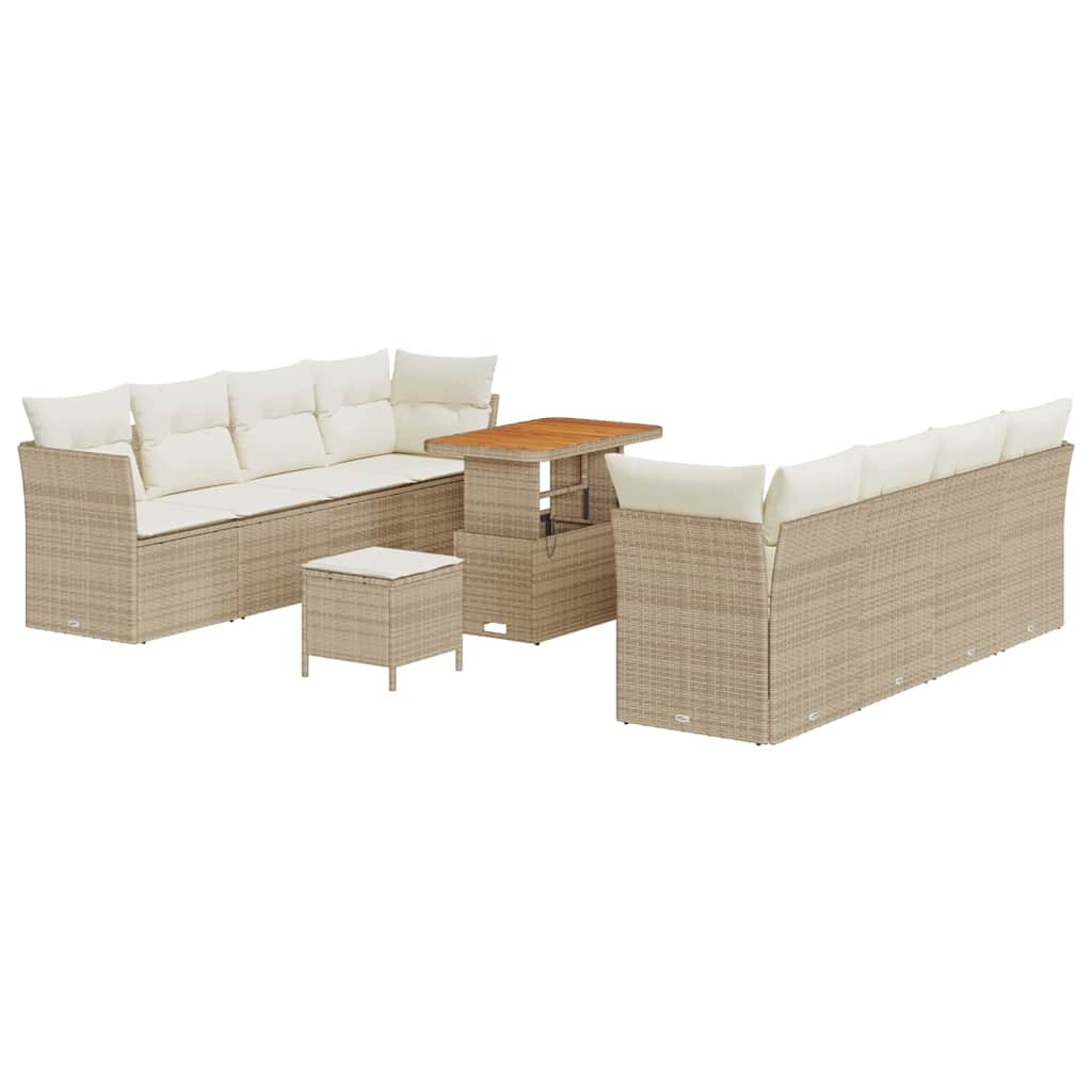 Havesofa Sæt 11 stk. 8-Antal sæder Beige og creme polyrattan