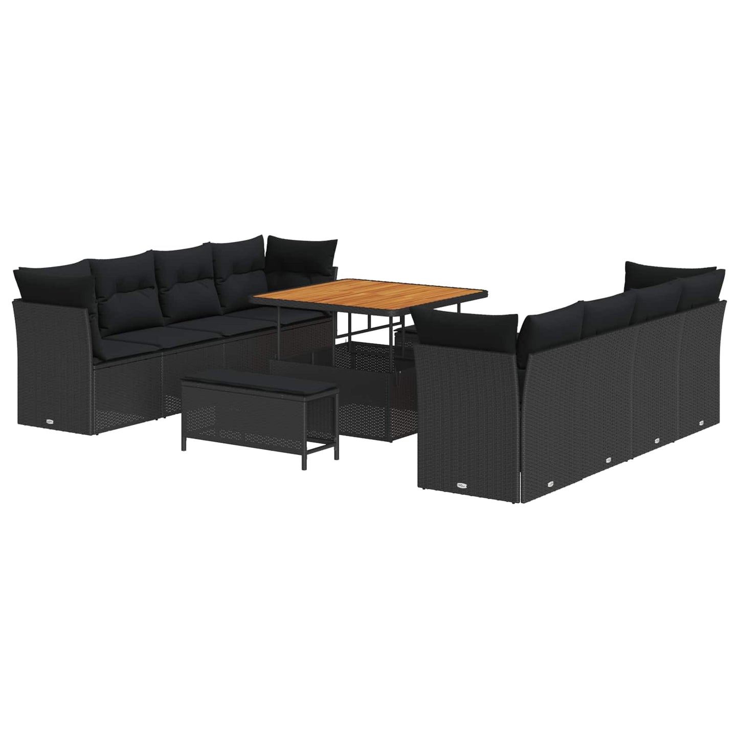Havesofa Sæt 11 stk. 8-Antal sæder Sort polyrattan