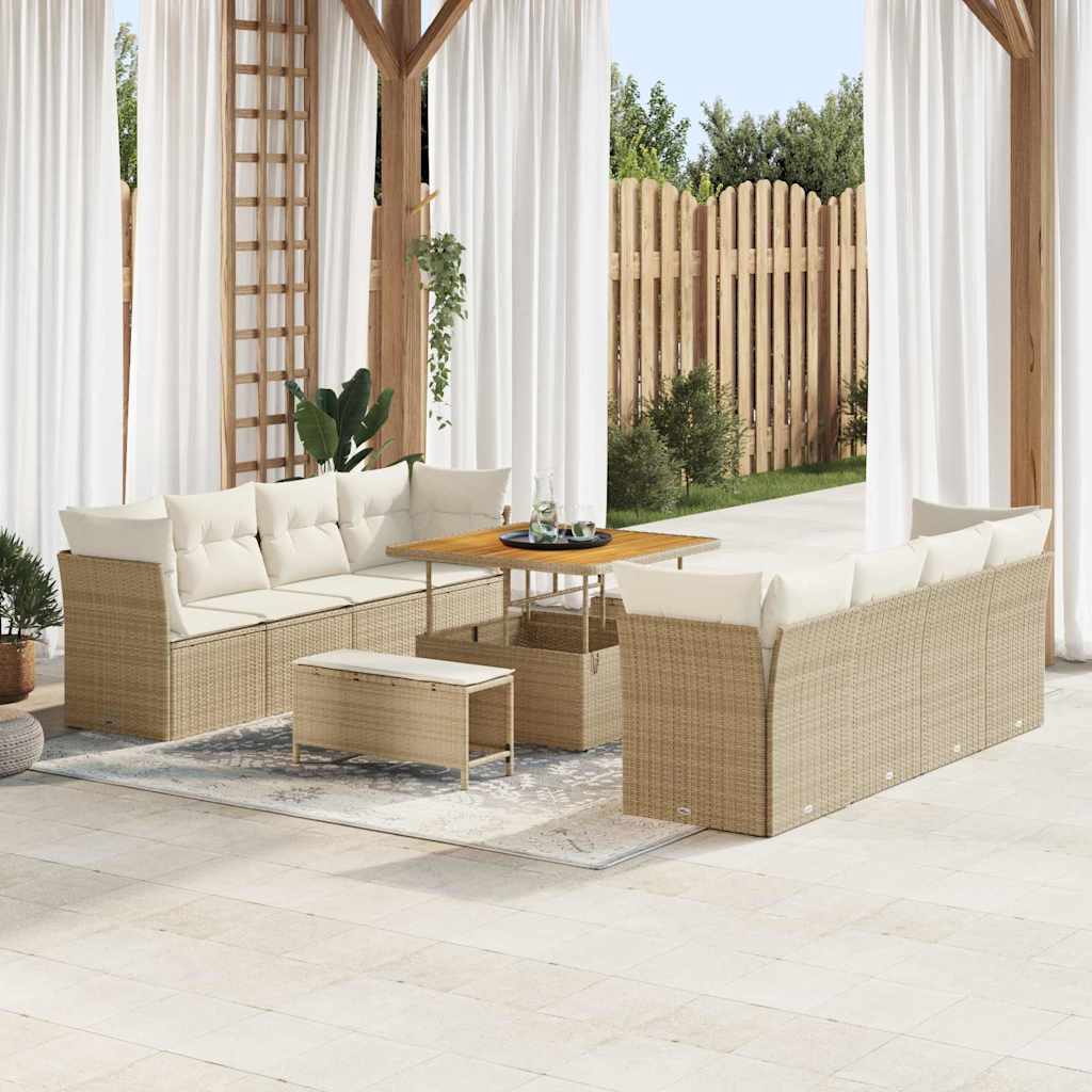 Havesofa Sæt 11 stk. 8-Antal sæder Beige og creme polyrattan