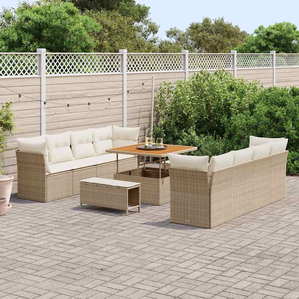 Havesofa Sæt 11 stk. 8-Antal sæder Beige og creme polyrattan