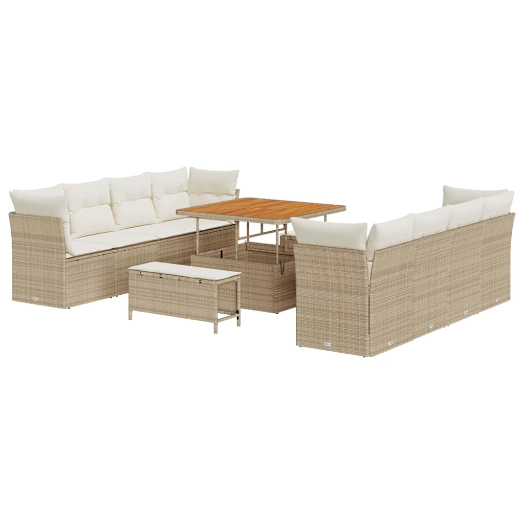 Havesofa Sæt 11 stk. 8-Antal sæder Beige og creme polyrattan
