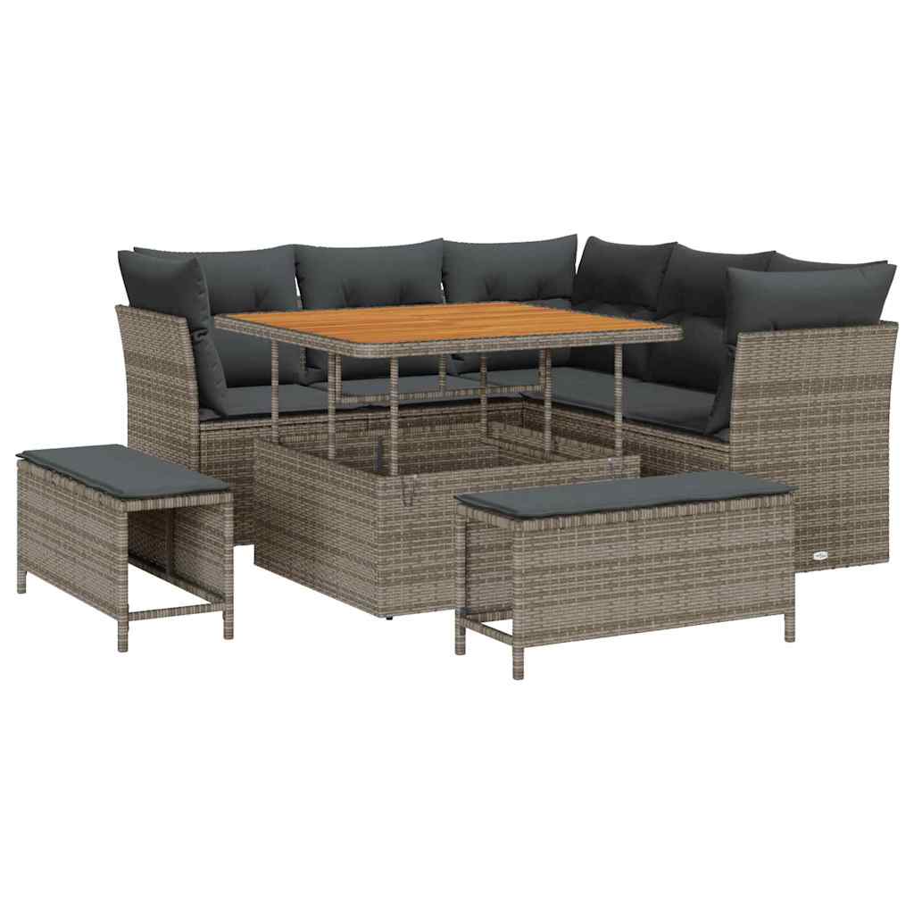 Havesofa Sæt 8 stk. 5-Antal sæder Grå polyrattan