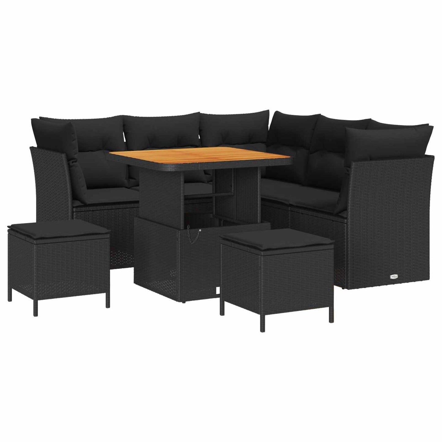 Havesofa Sæt 8 stk. 5-Antal sæder Sort polyrattan