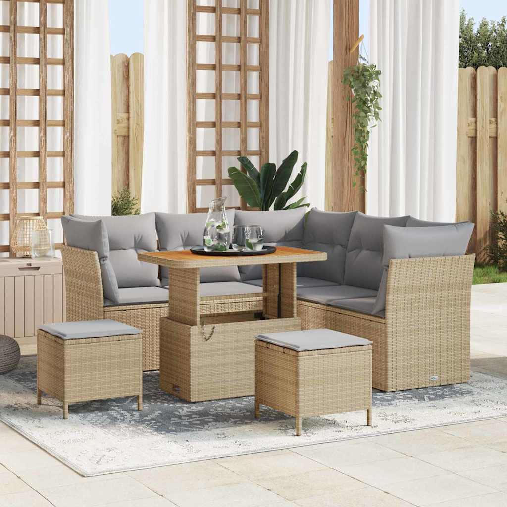 Havesofa Sæt 8 stk. 5-Antal sæder Beige og lys grå polyrattan