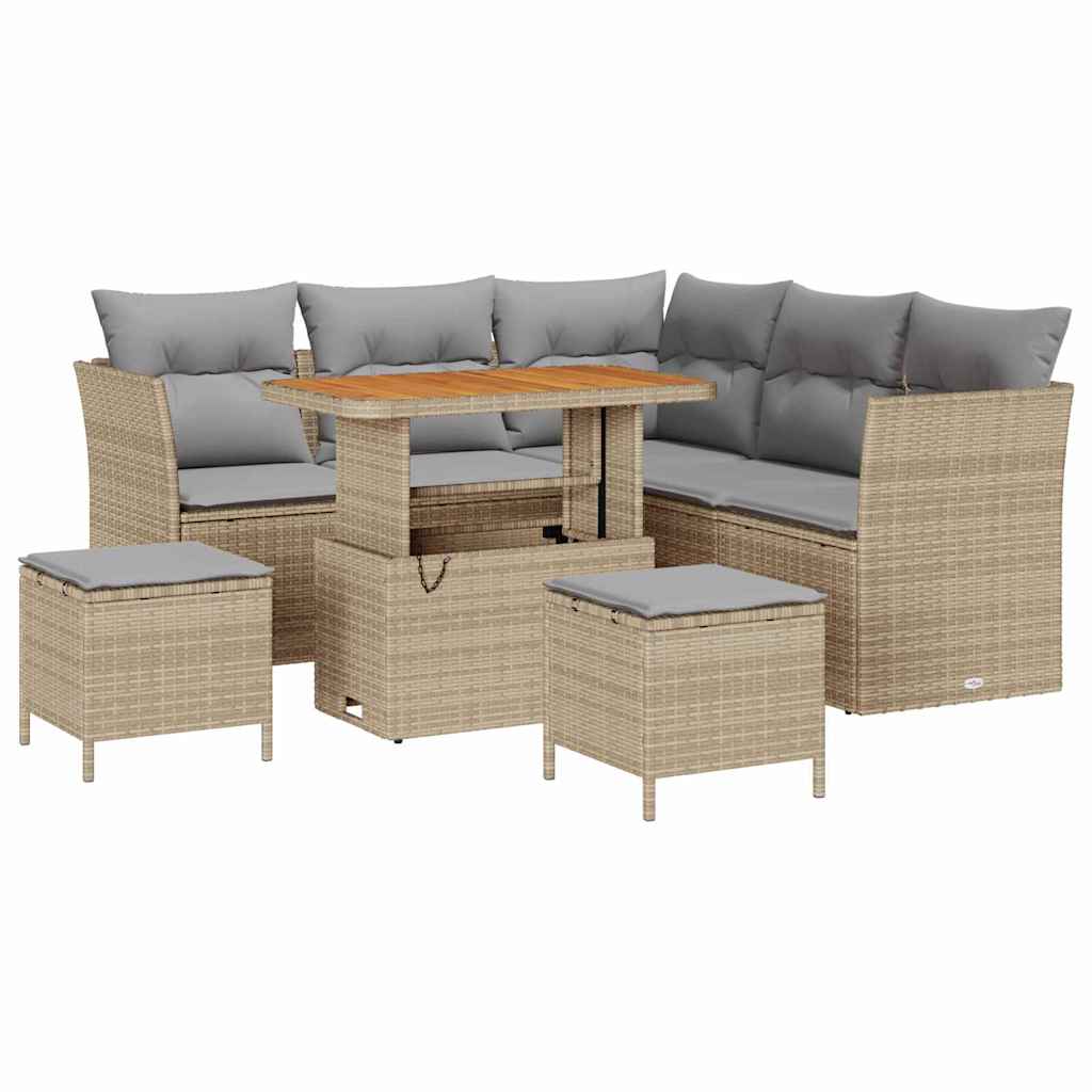 Havesofa Sæt 8 stk. 5-Antal sæder Beige og lys grå polyrattan