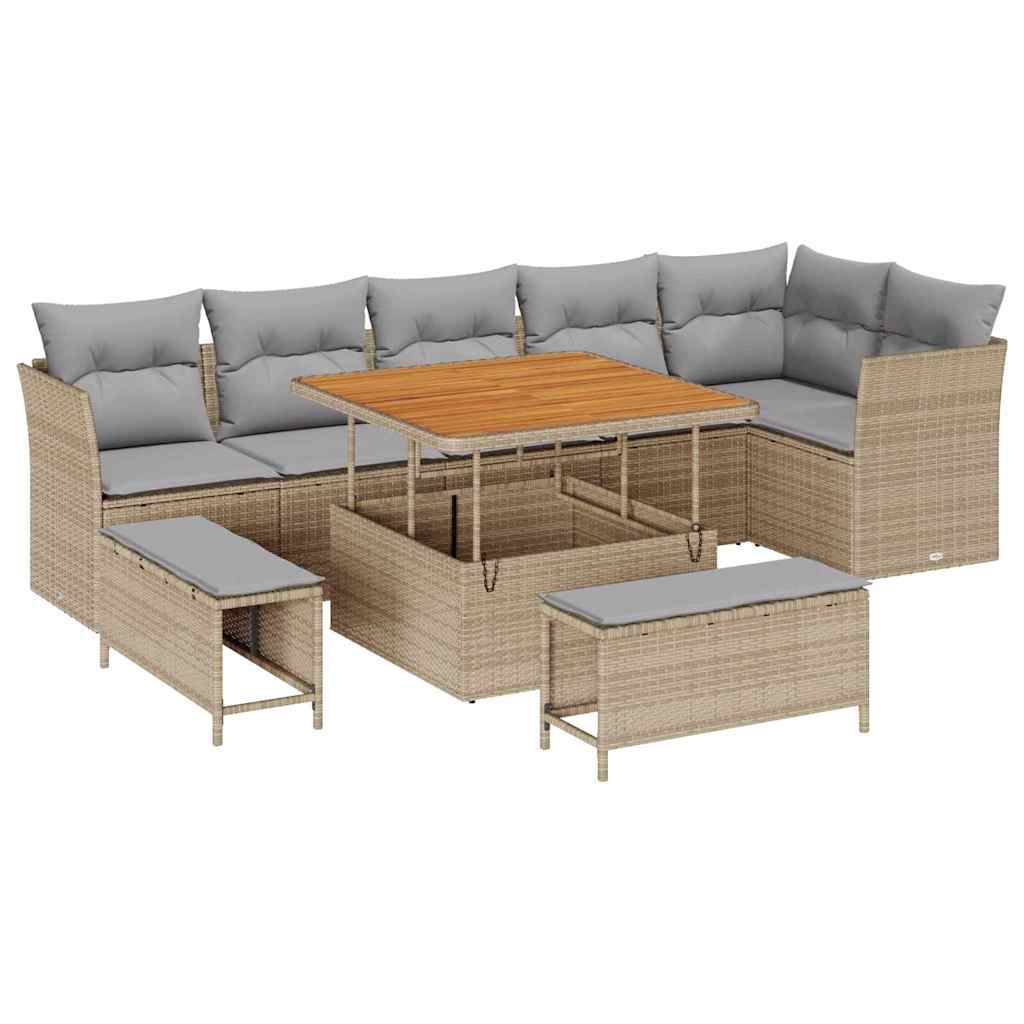 Havesofa Sæt 9 stk. 6-Antal sæder beige og lysegrå