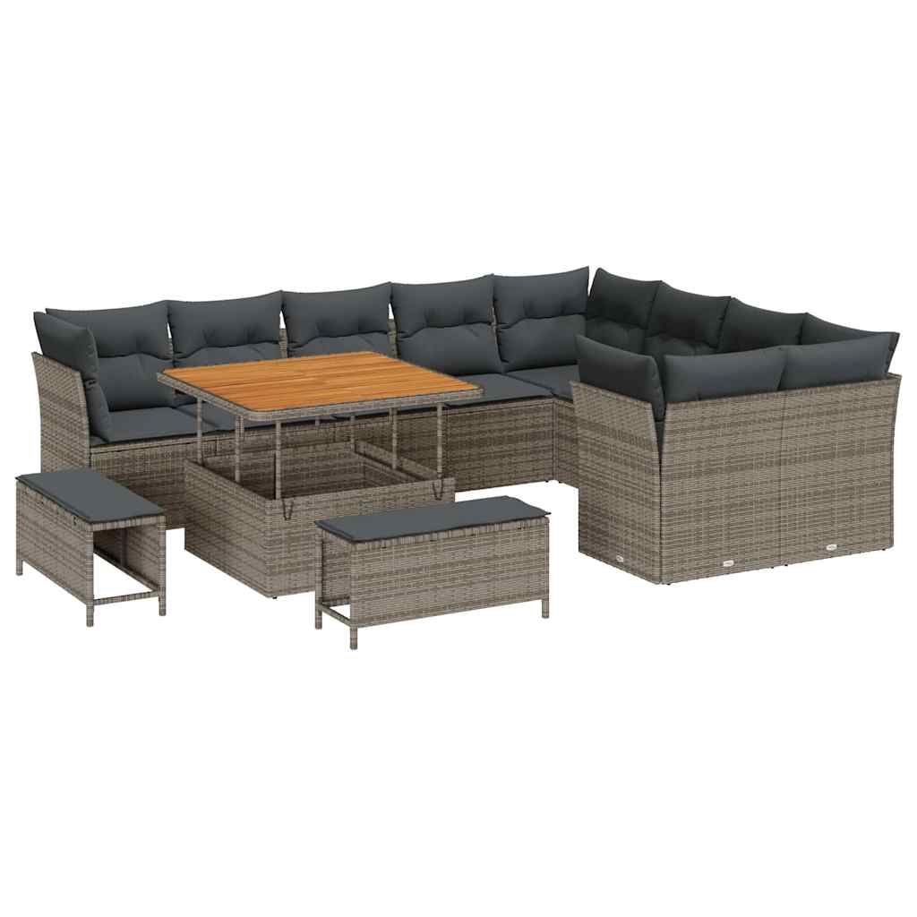 Havesofa Sæt 12 stk. 9-Antal sæder Grå polyrattan