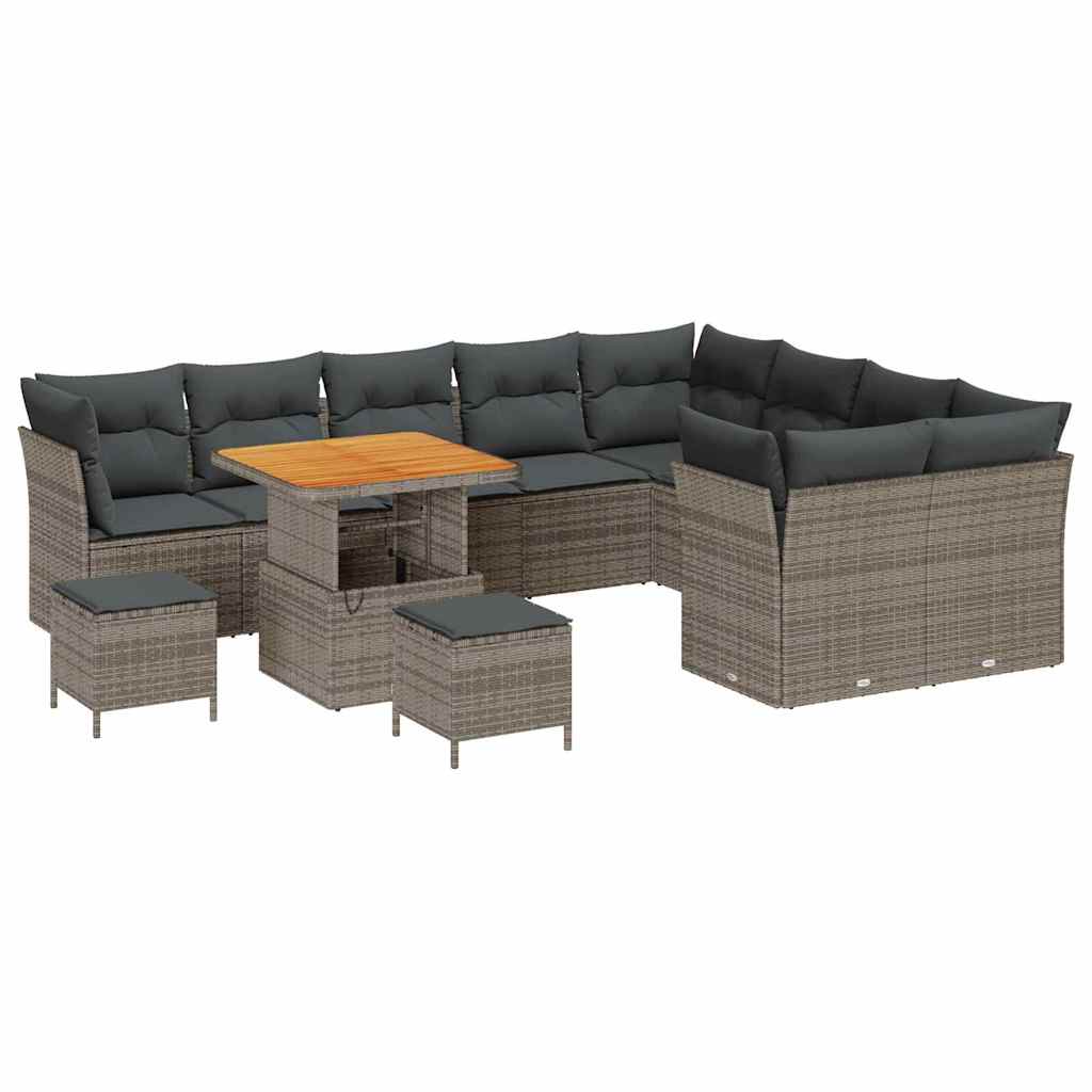 Havesofa Sæt 12 stk. 9-Antal sæder Grå polyrattan