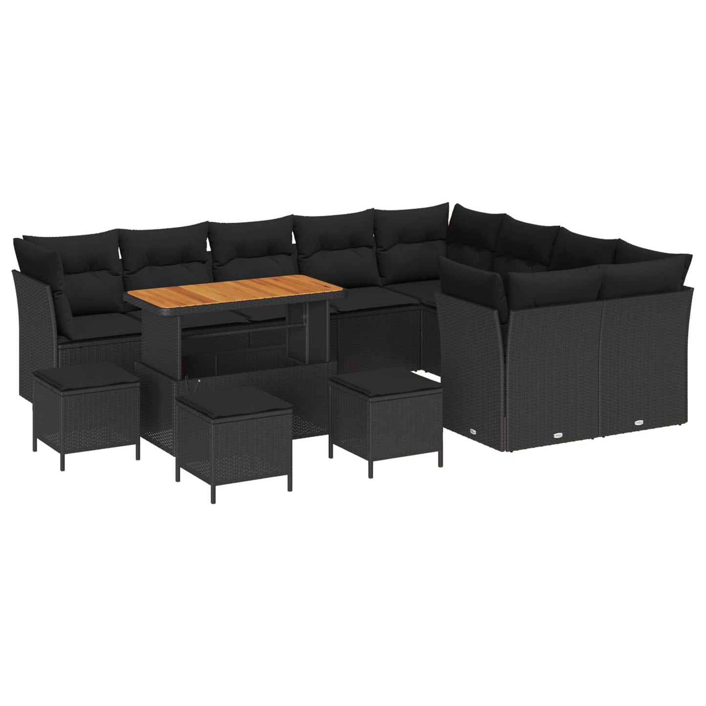 Havesofa Sæt 13 stk. 9-Antal sæder Sort polyrattan