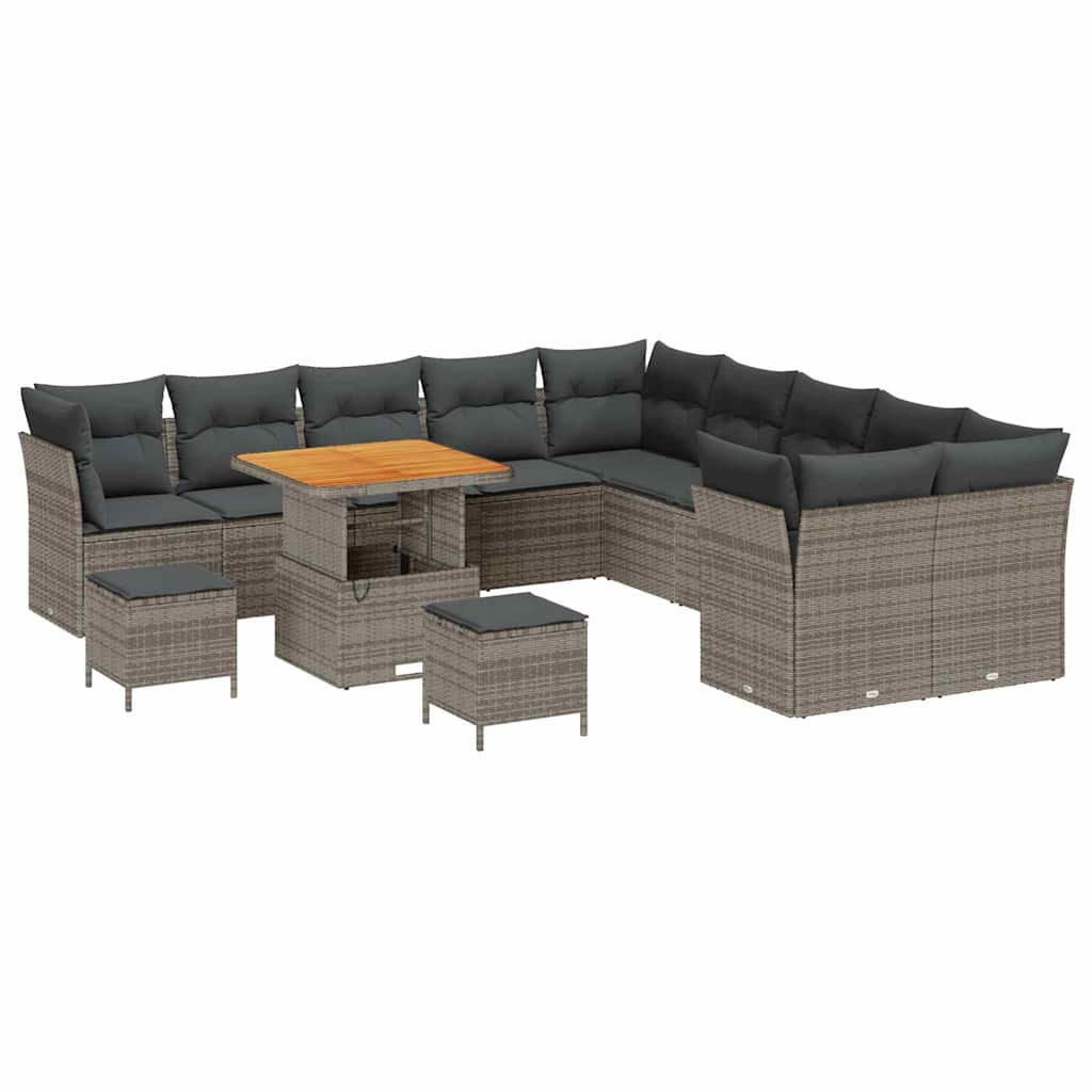 Havesofa Sæt 13 stk. Grå polyrattan