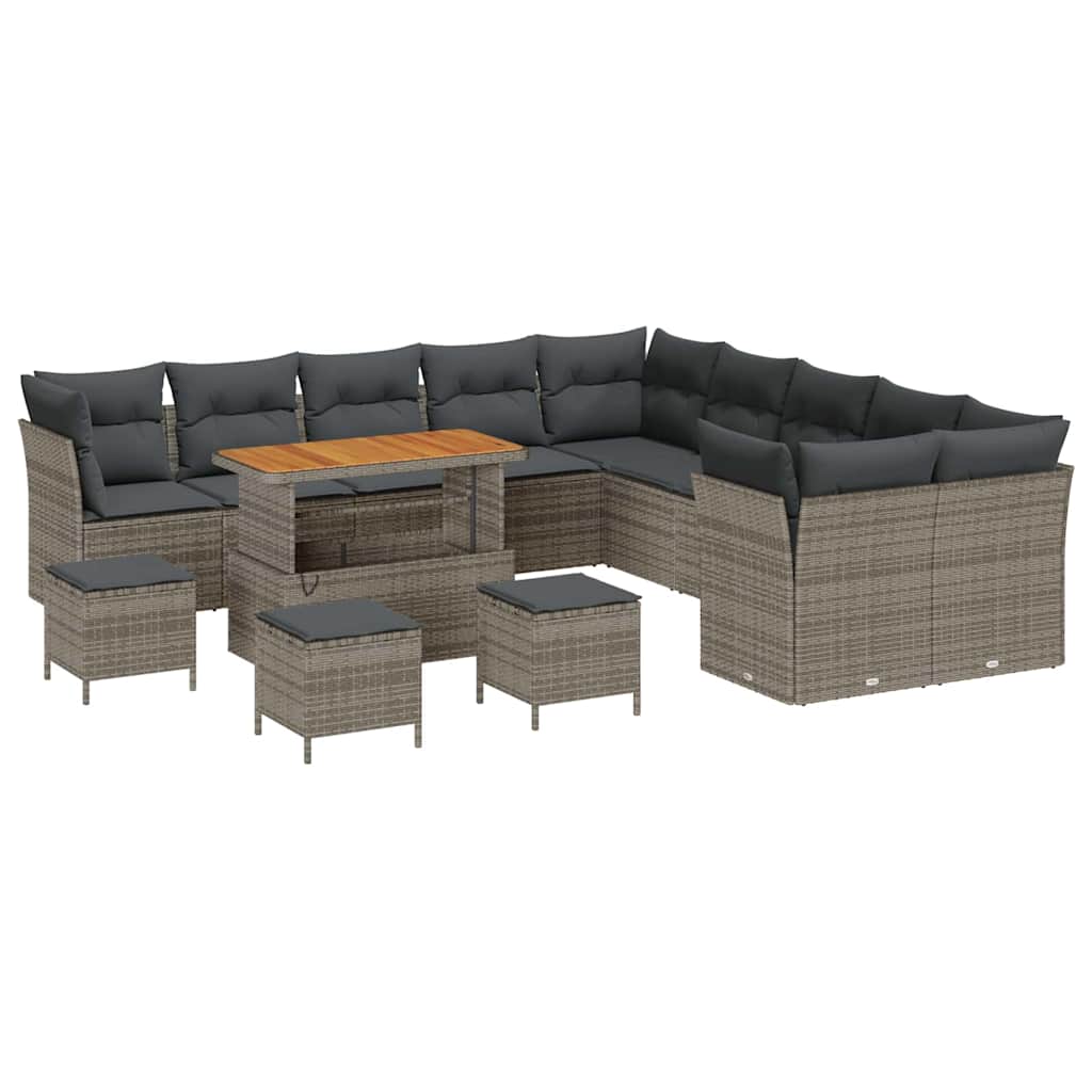 Havesofa Sæt 14 stk. Grå polyrattan