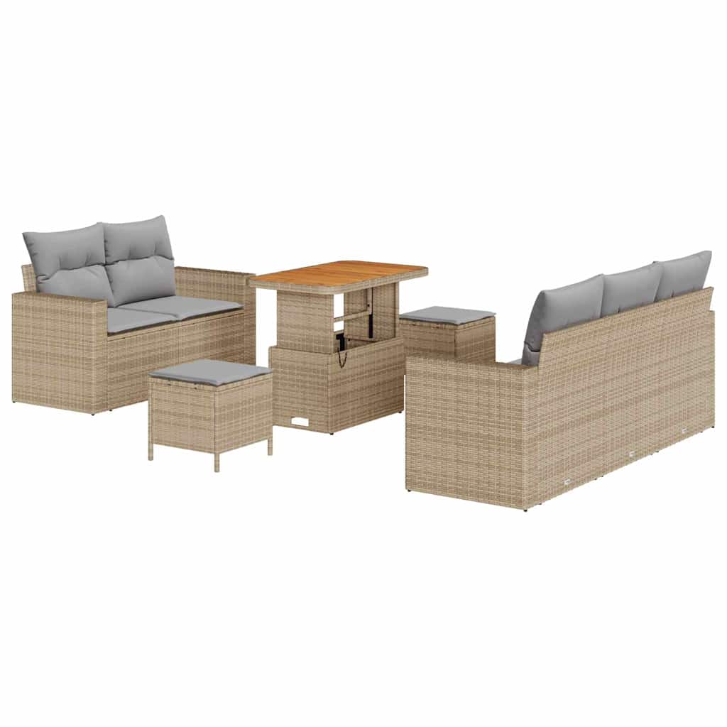 Havesofa Sæt 8 stk. 5-Antal sæder Beige og lys grå polyrattan