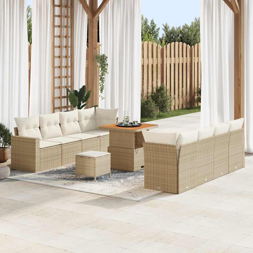 Havesofa Sæt 12 stk. 12-Antal sæder Beige og creme polyrattan
