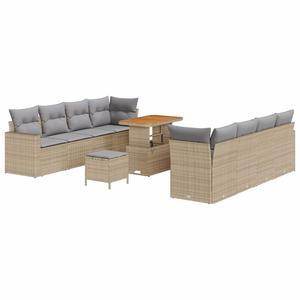Havesofa Sæt 12 stk. 12-Antal sæder Beige og lys grå polyrattan