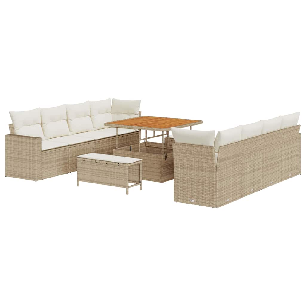 Havesofa Sæt 12 stk. 12-Antal sæder Beige og creme polyrattan