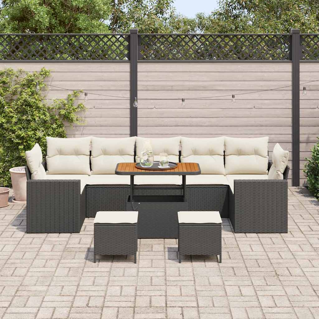 Havesofa Sæt med pude 13 pcs Beige og creme polyrattan