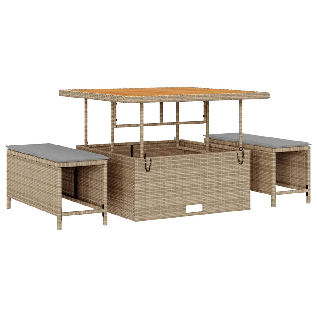 Havesofa Sæt 11 stk. 9-Antal sæder Beige og lys grå polyrattan