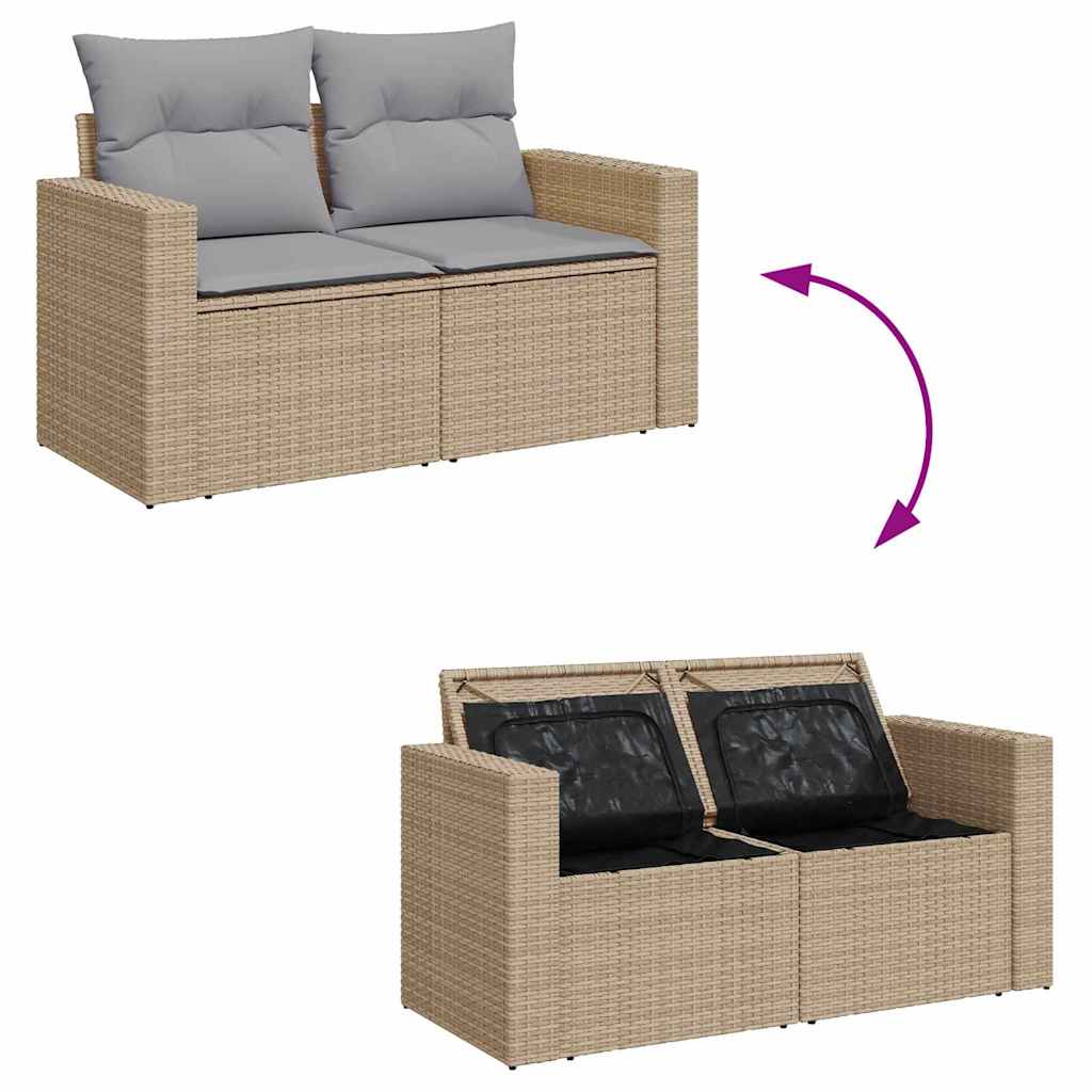 Havesofa Sæt 11 stk. 9-Antal sæder Beige og lys grå polyrattan