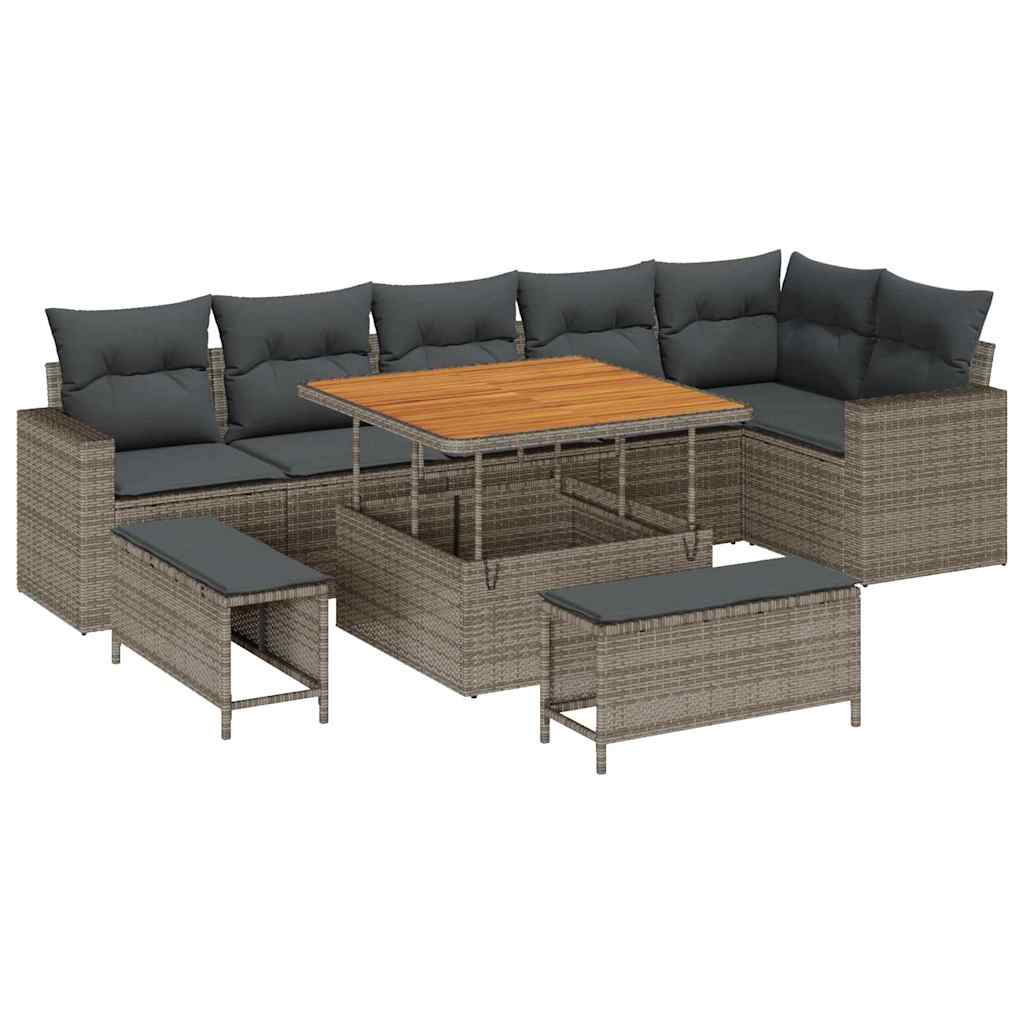 Havesofa Sæt 11 stk. 9-Antal sæder Grå polyrattan