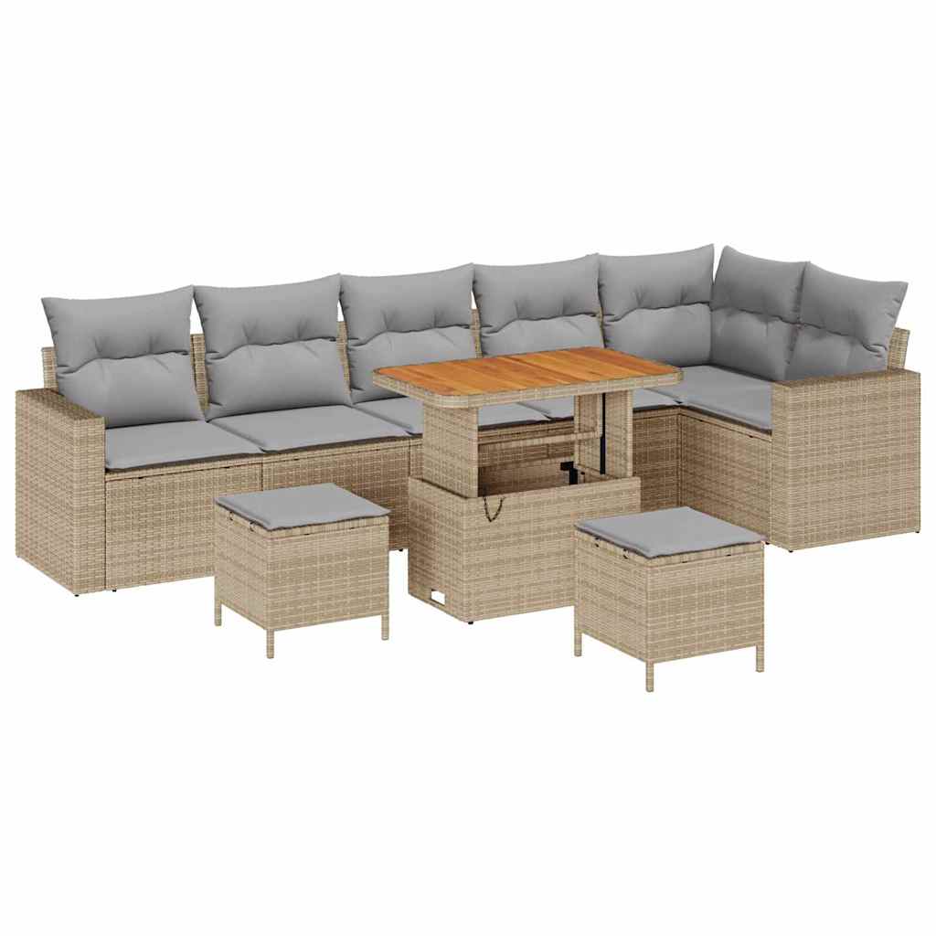 Havesofa Sæt 11 stk. 7-Antal sæder Beige og lys grå polyrattan